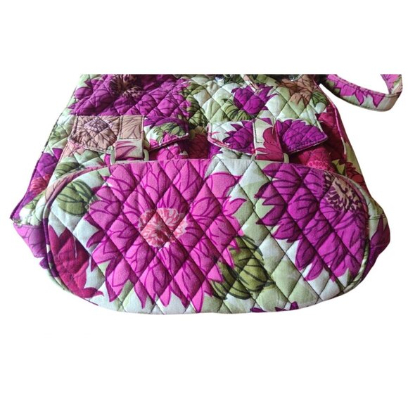 Vera Bradley Hello Dahlia Pink Floral Cotton Quilted Drawstring Shoulder Bag 12" - Picture 10 of 14